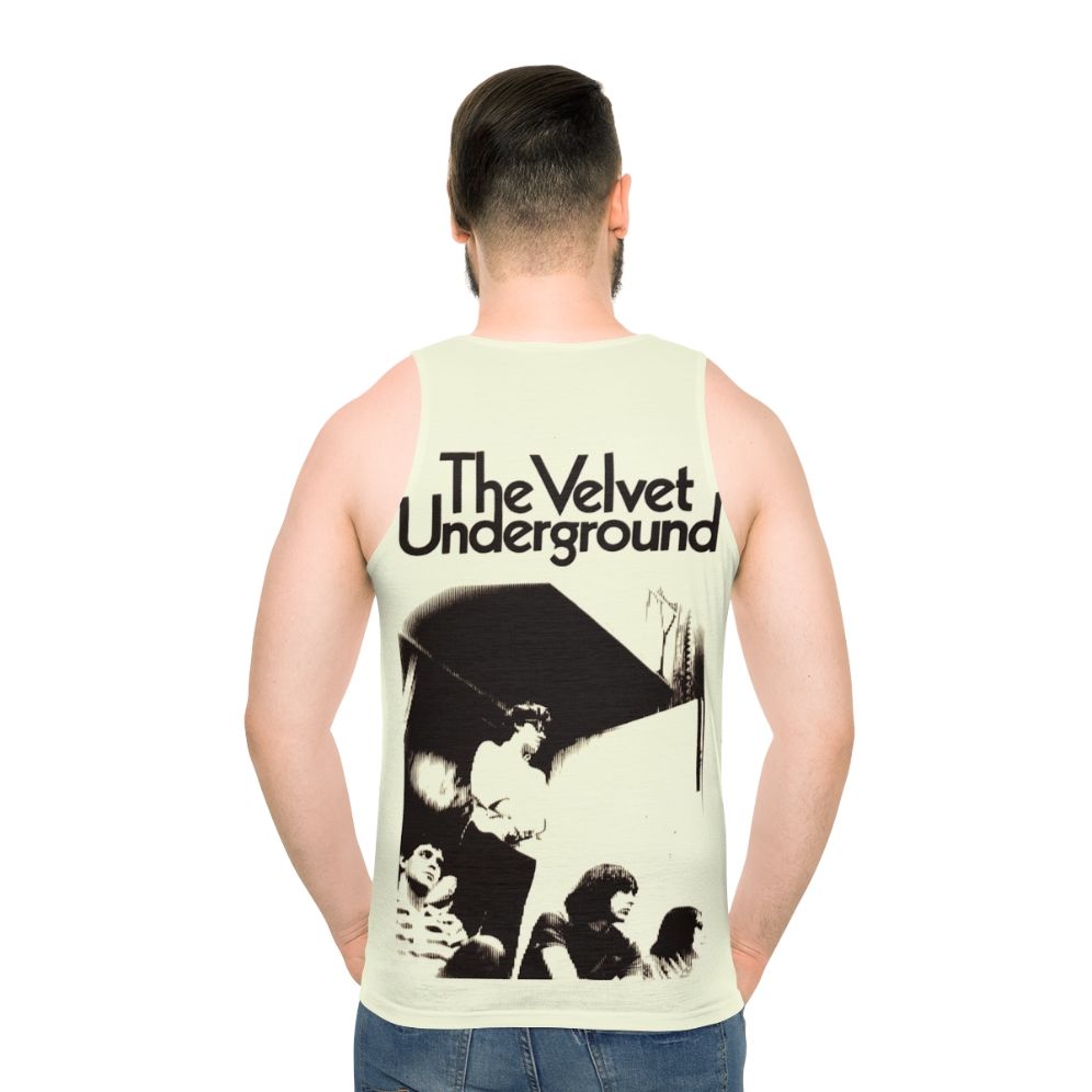 Velvet unisex tank top with retro music-inspired design - men back