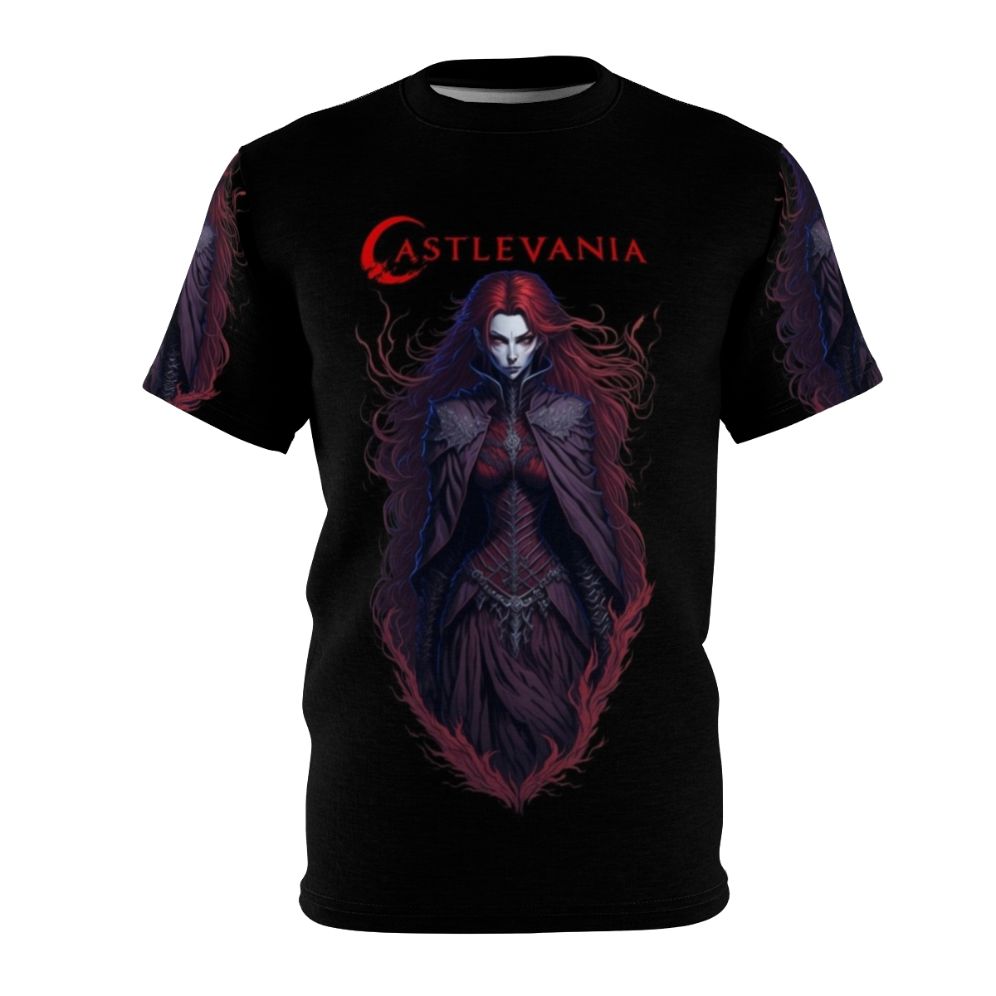 Captivating Castlevania-Inspired Apparel: The Mystical Charm AOP T-Shirt featuring characters from the hit Netflix series