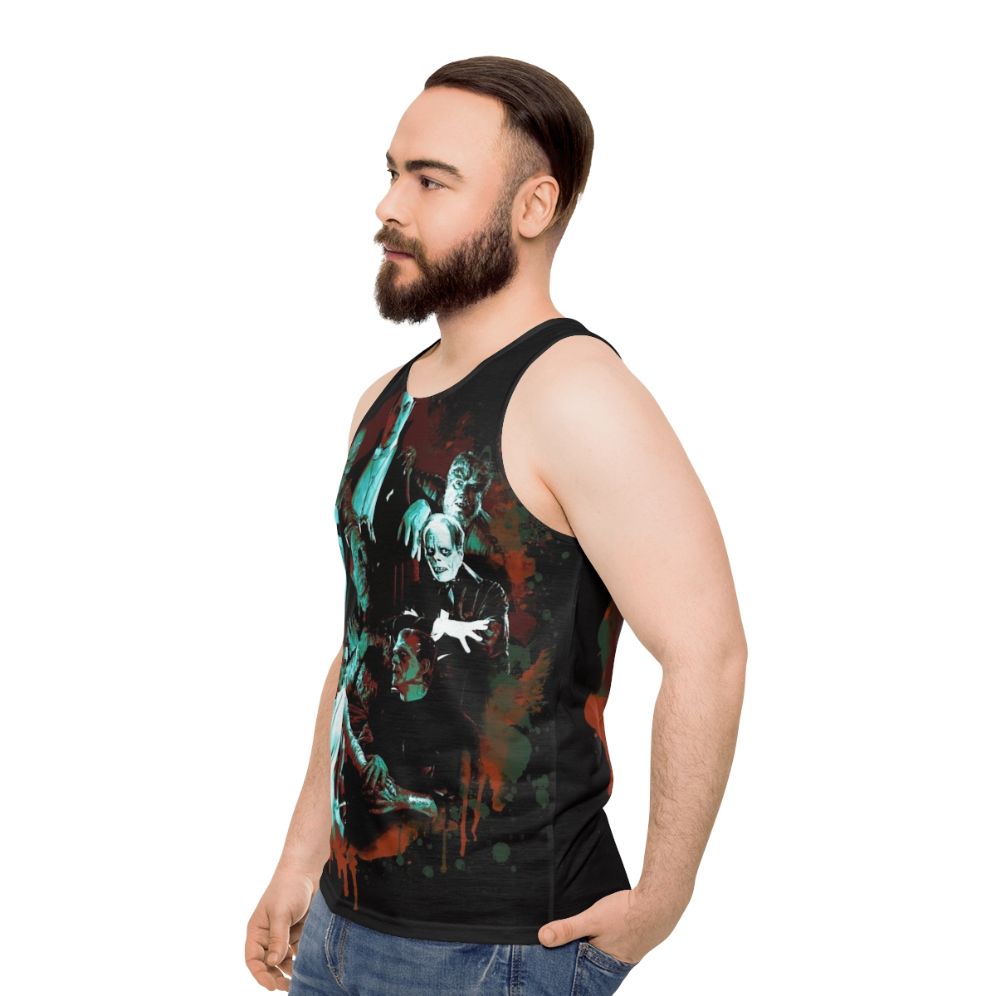 Unisex tank top featuring classic universal monsters - men side