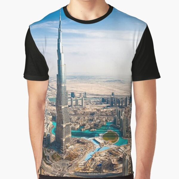 Dubai Skyline Graphic T-Shirt with Burj Khalifa