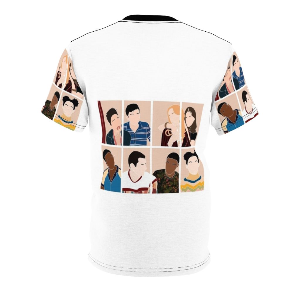 Stylish T-shirt design featuring the cast of the popular Netflix series Sex Education - Back