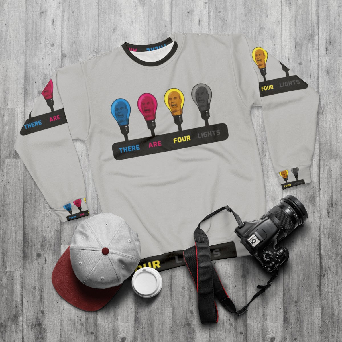 "There Are Four Lights" CMYK Star Trek Sweatshirt - flat lay