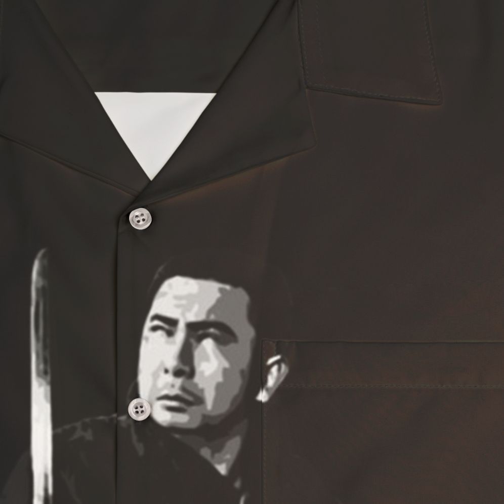 Zatoichi The Blind Swordsman Hawaiian Shirt featuring classic Japanese cinema imagery - Detail