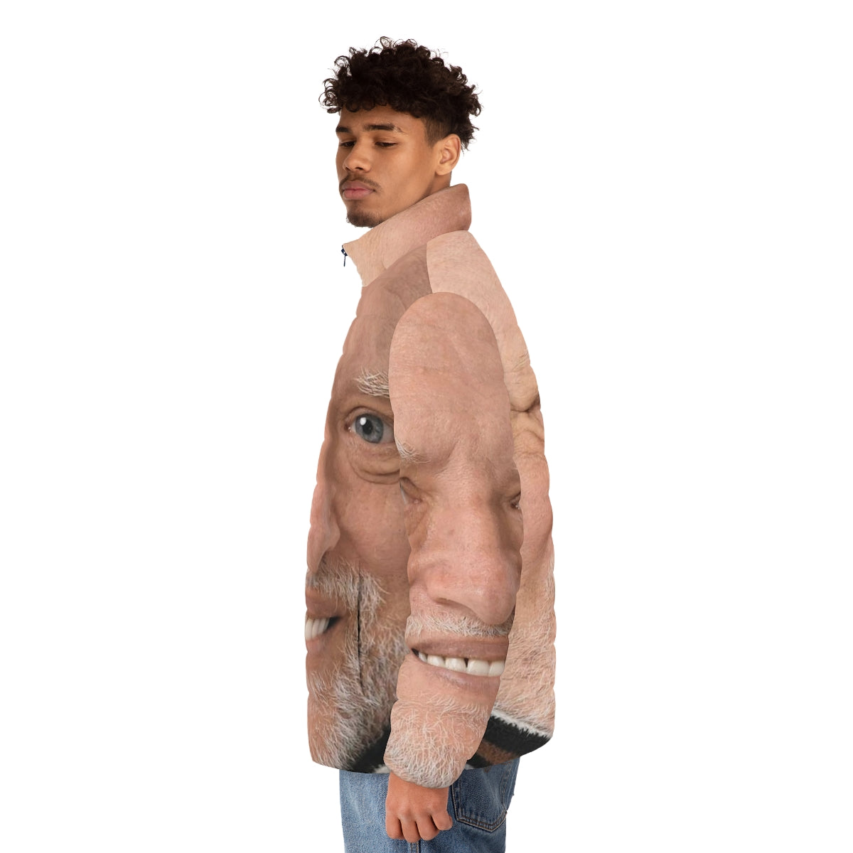 Hide The Pain Harold HD Puffer Jacket - Legendary Memetic Streetwear - men side left