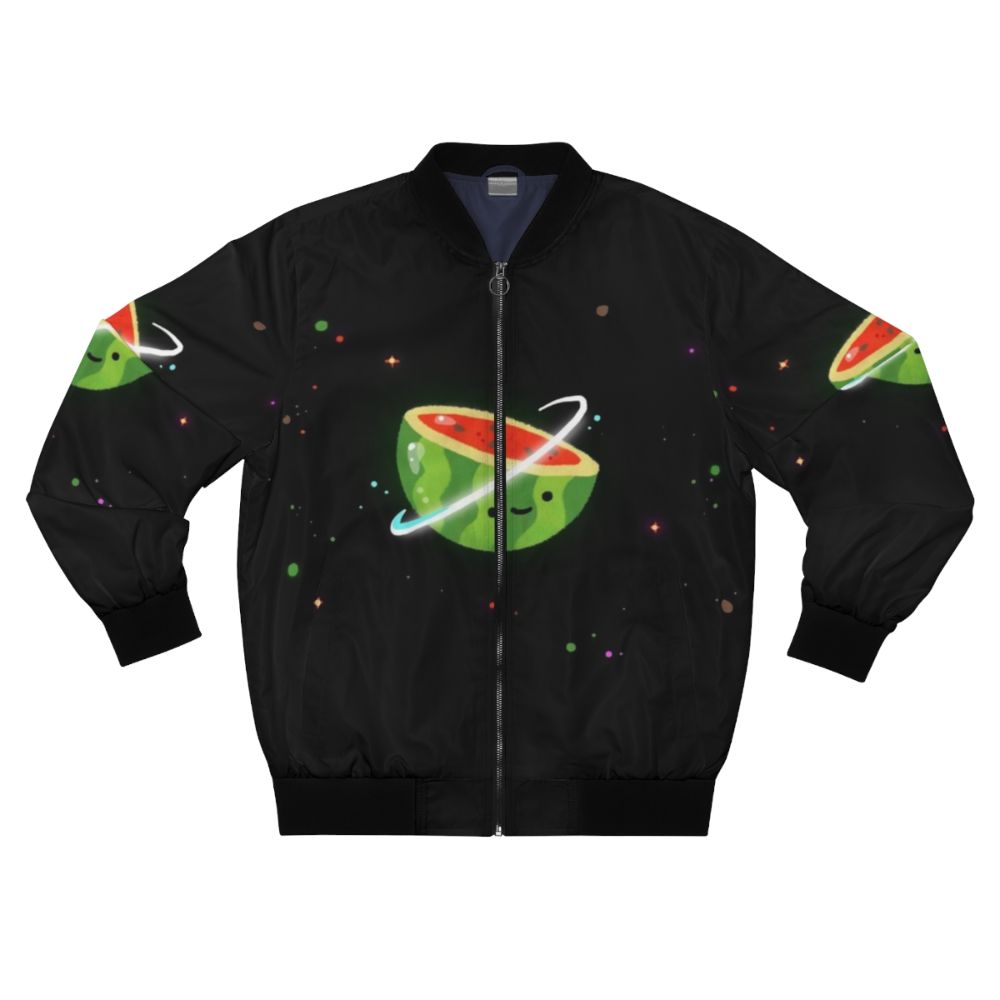 Spacemelon Kawaii Bomber Jacket with Watermelon and Star Designs