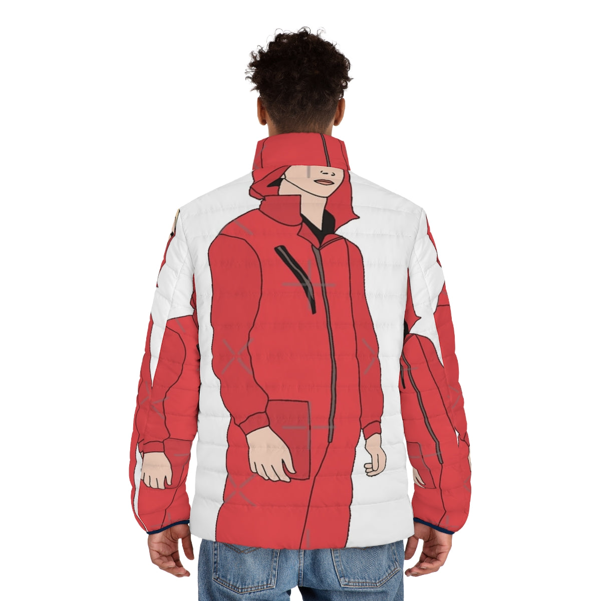 Money Heist Rio Puffer Jacket 4 - Official TV Show Merchandise with Focus Keyword: money heist rio puffer jacket - men back