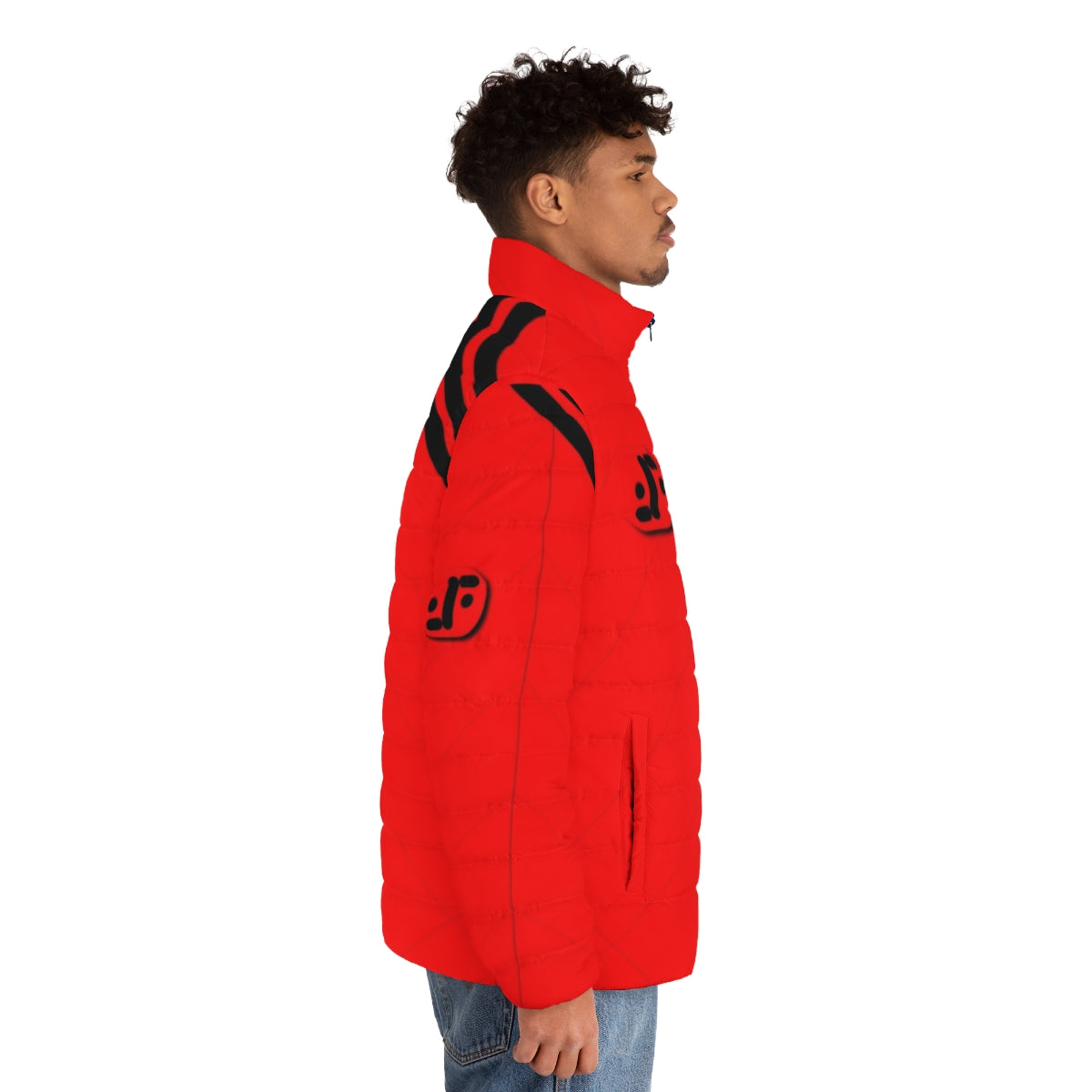 V Visitor Uniform Puffer Jacket, sci-fi puffer jacket inspired by 80s alien TV show - men side right