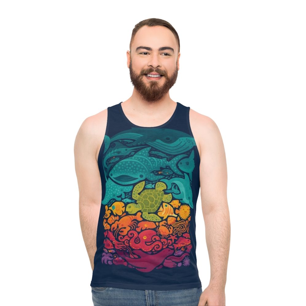 Colorful aquatic spectrum unisex tank top - men