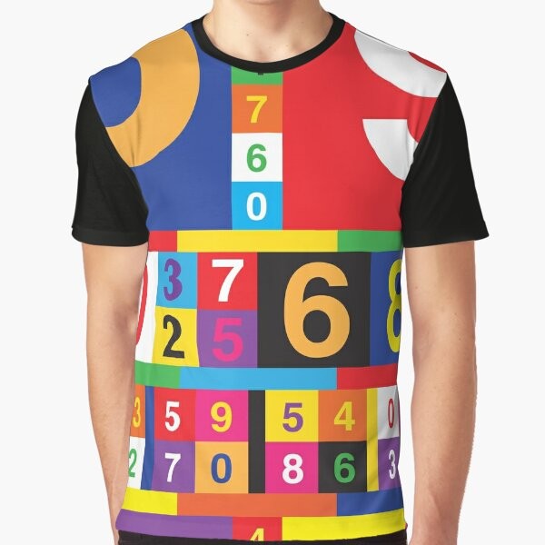 Coloured Numbers Graphic T-Shirt featuring a design inspired by the Culture Club band and their hit song "Karma Chameleon"