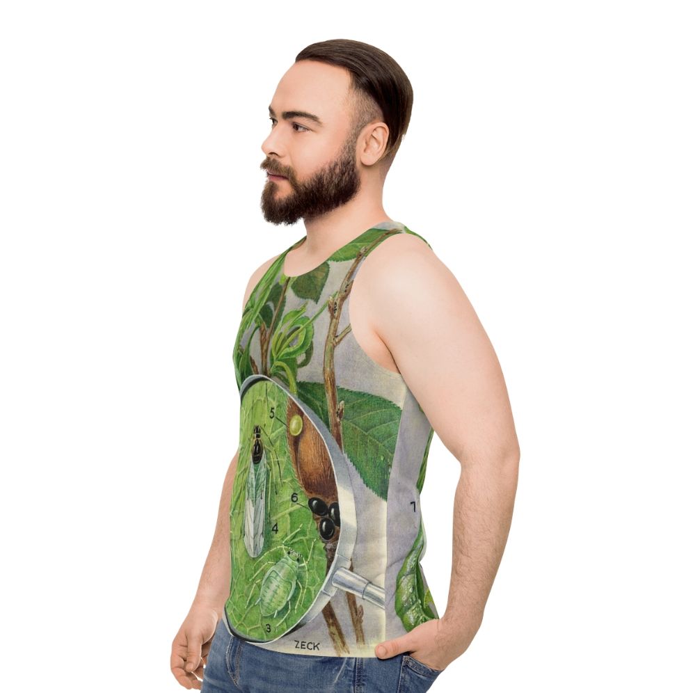 Green aphid botanical illustration unisex tank top - men side