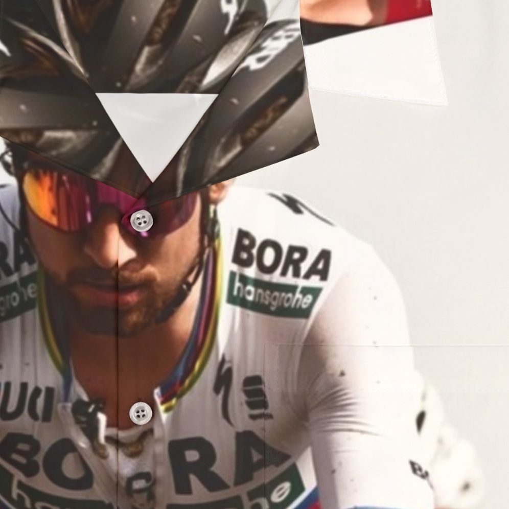 Peter Sagan wearing a Hawaiian-style cycling jersey - Detail