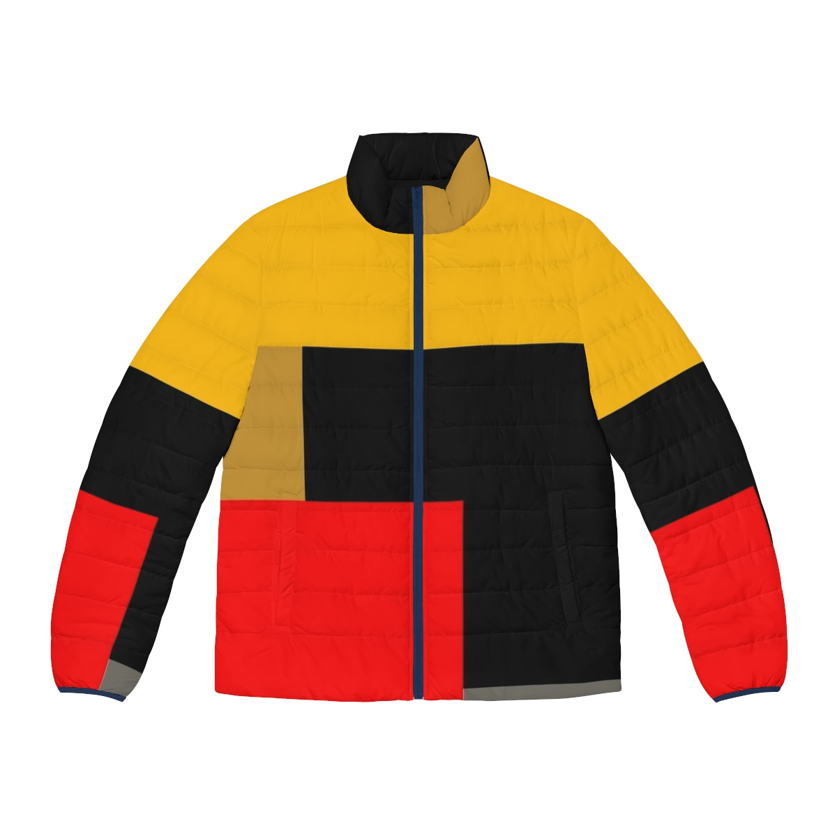 Warm and stylish puffer jacket with geometric Bauhaus-inspired design