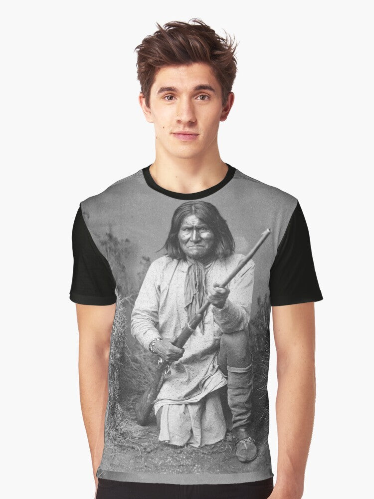 Geronimo graphic t-shirt featuring an image of the famous Apache leader and American Indian icon - Men