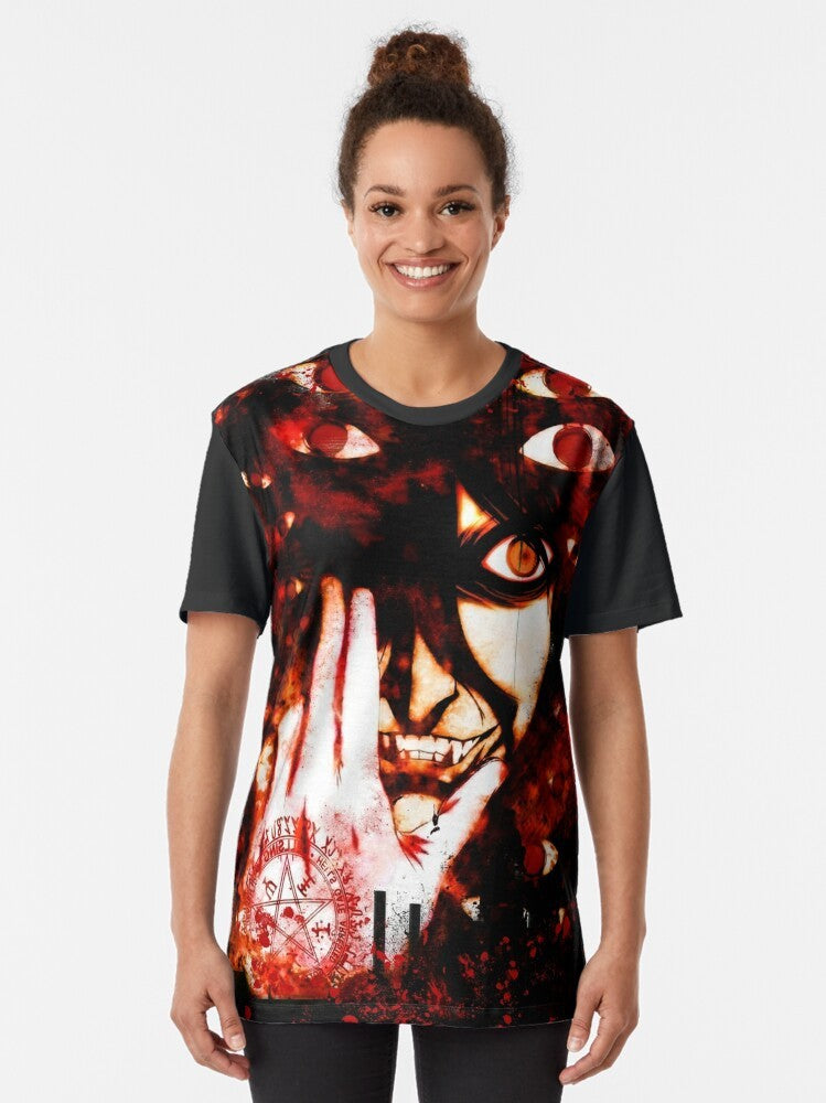 Hellsing gothic anime t-shirt with dark and supernatural graphic design - Women