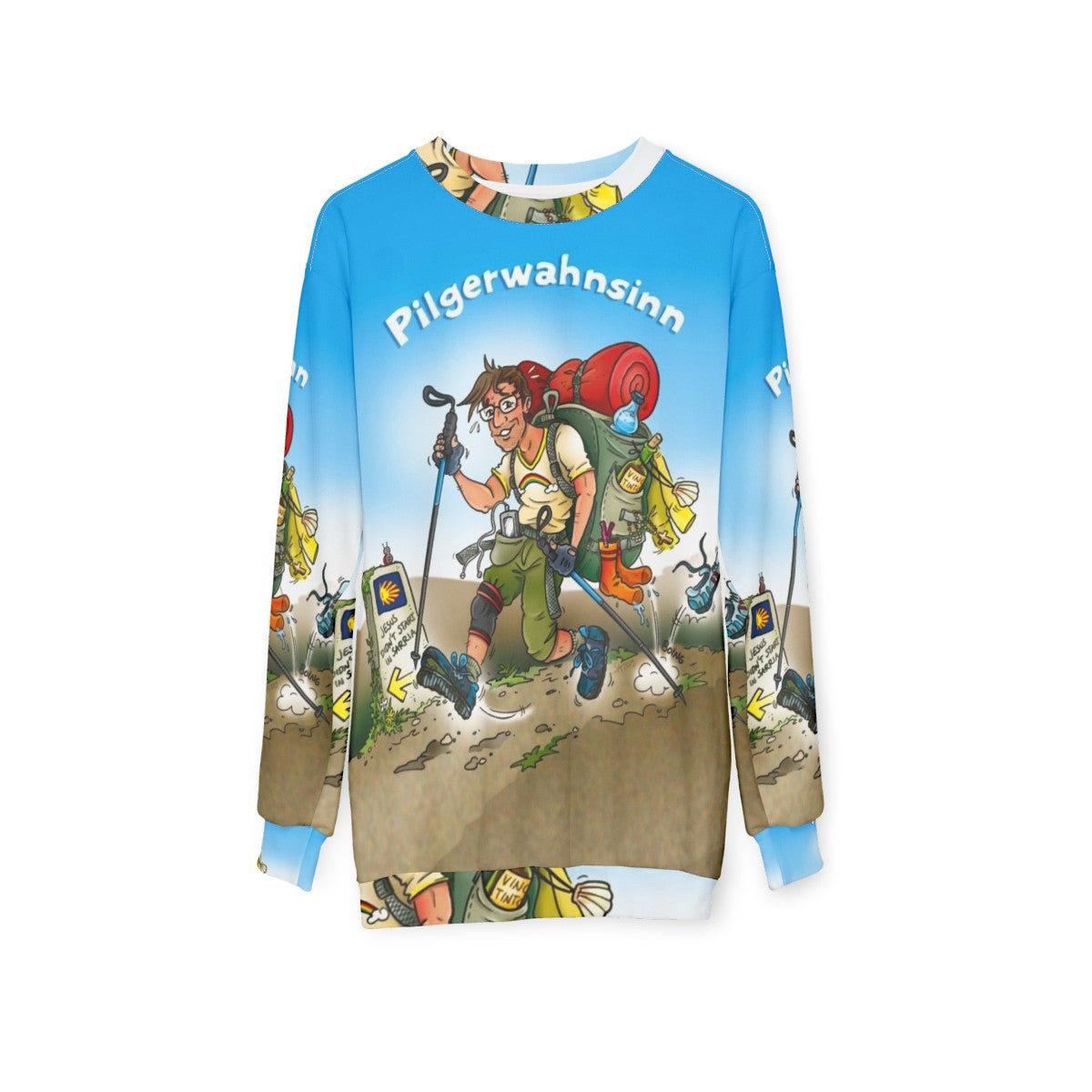 Pilgrims Madness Sweatshirt for Spiritual Journey and Hiking - hanging