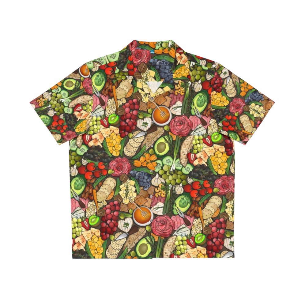 Charcuterie Hawaiian Shirt with Cheeses, Fruits, and Nuts