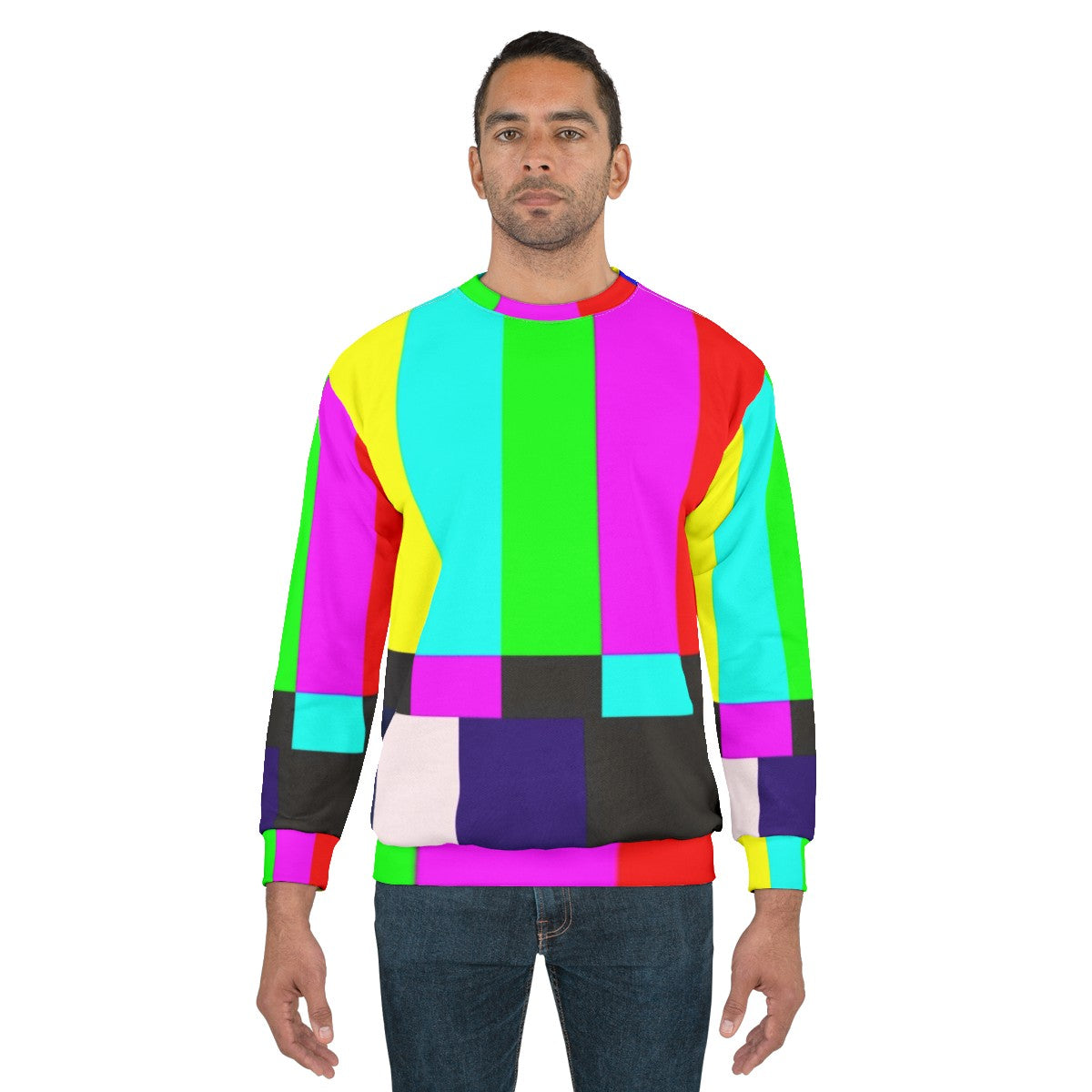 Retro no signal TV art print sweatshirt - men