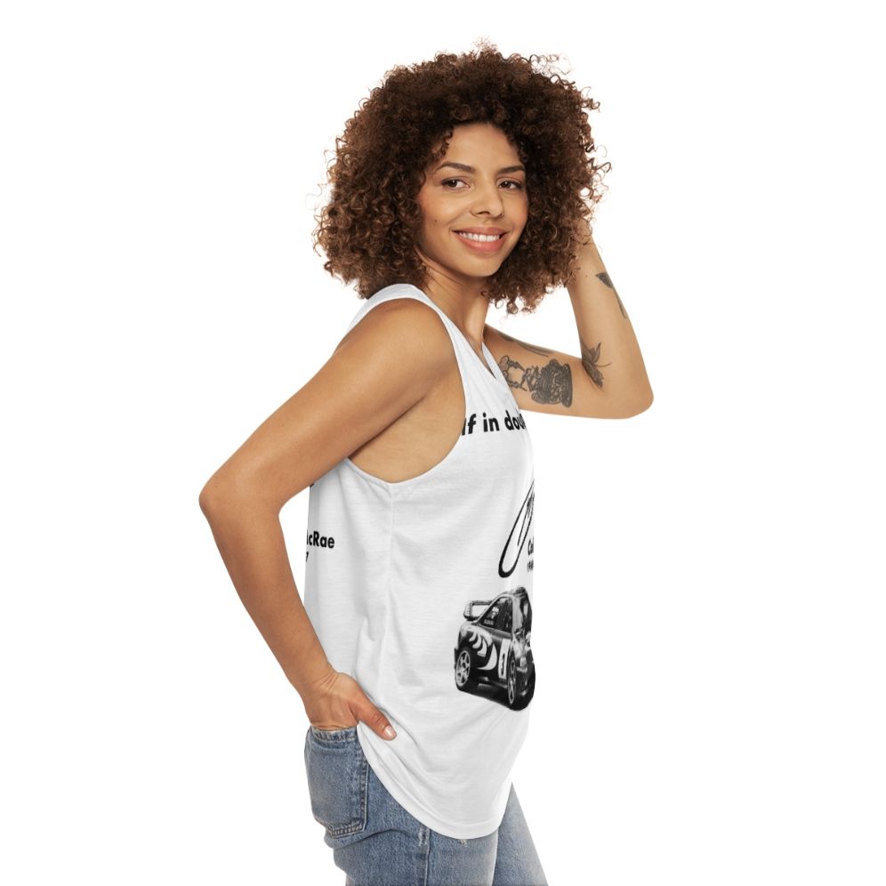 Unisex Subaru Impreza Rally-Inspired Tank Top - women side