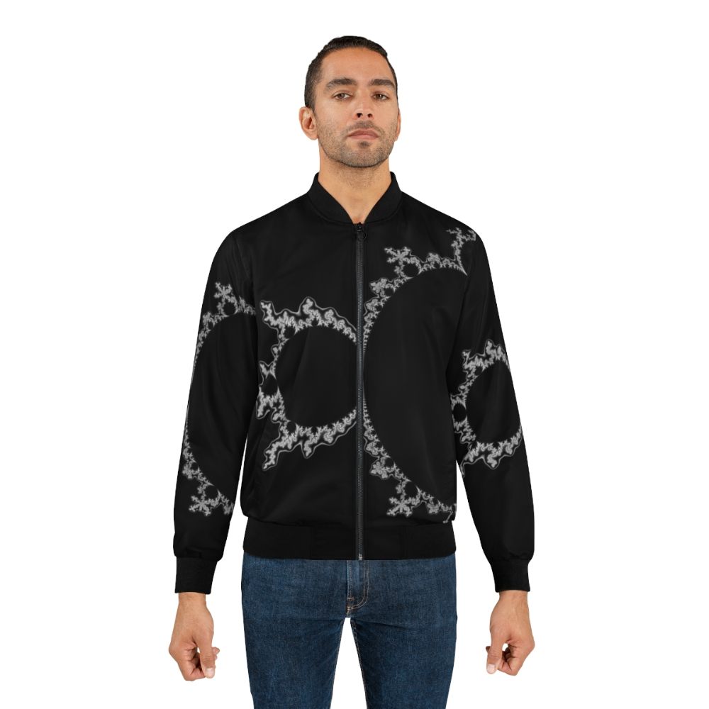 Monochrome Outline Mandelbrot Set Design Bomber Jacket - Lifestyle