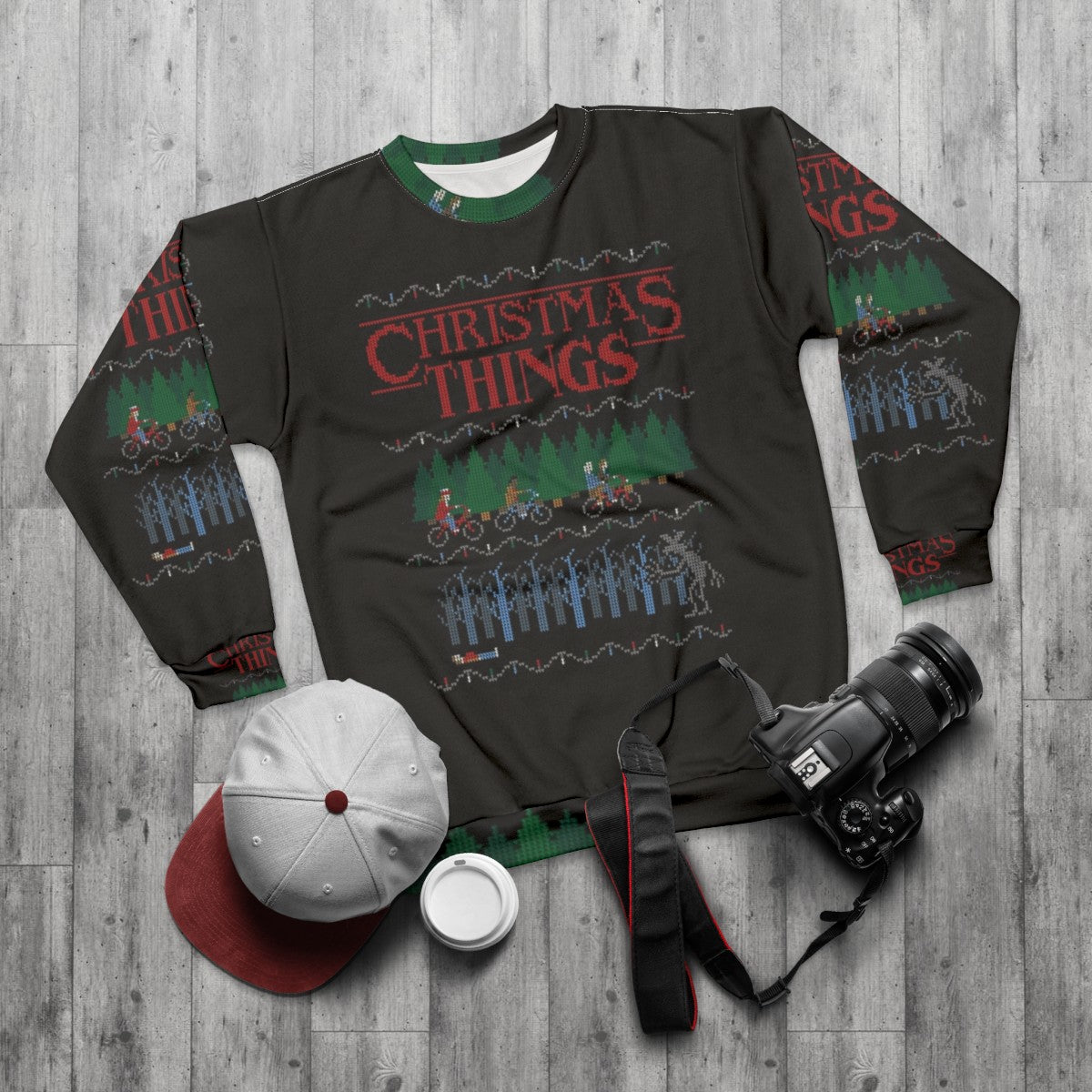 Christmas Things Stranger Things Inspired Sweatshirt - flat lay