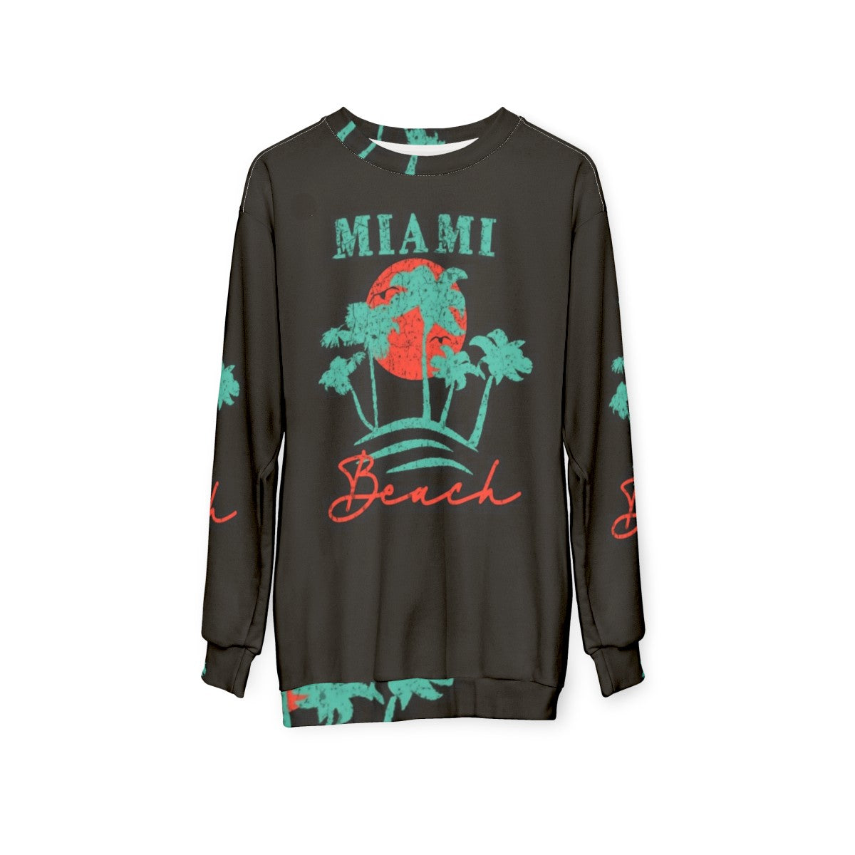 Vintage Miami Beach Retro Distressed Sweatshirt - hanging