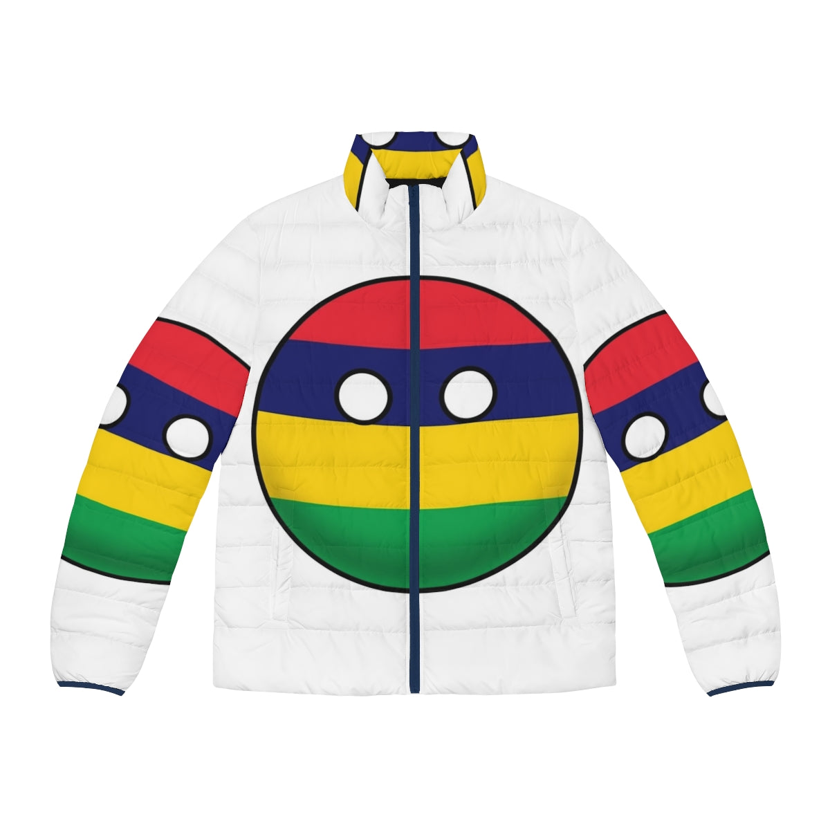 Mauritius Countryball Puffer Jacket featuring the iconic Mauritius flag design