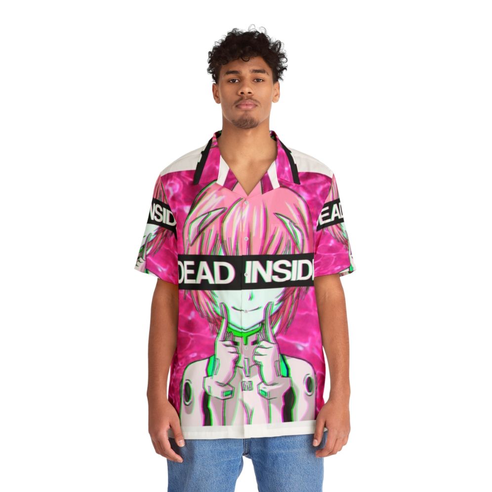 Rei Ayanami "Dead Inside" Vaporwave Aesthetic Hawaiian Shirt - People Front