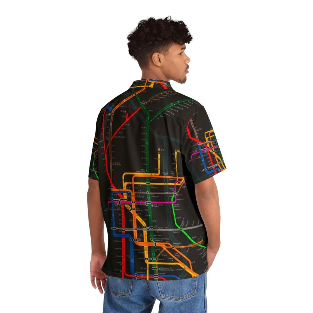 Colorful Hawaiian Shirt Featuring New York City Subway Map - People Back