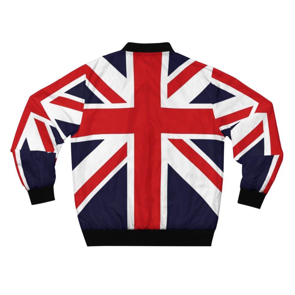 Union Jack British Punk Bomber Jacket with Rose Graphic - Back