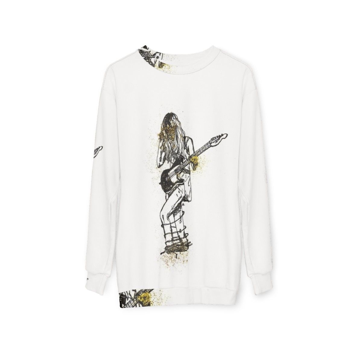 Ellie women's indie rock sweatshirt with guitar and wolf alice design - hanging