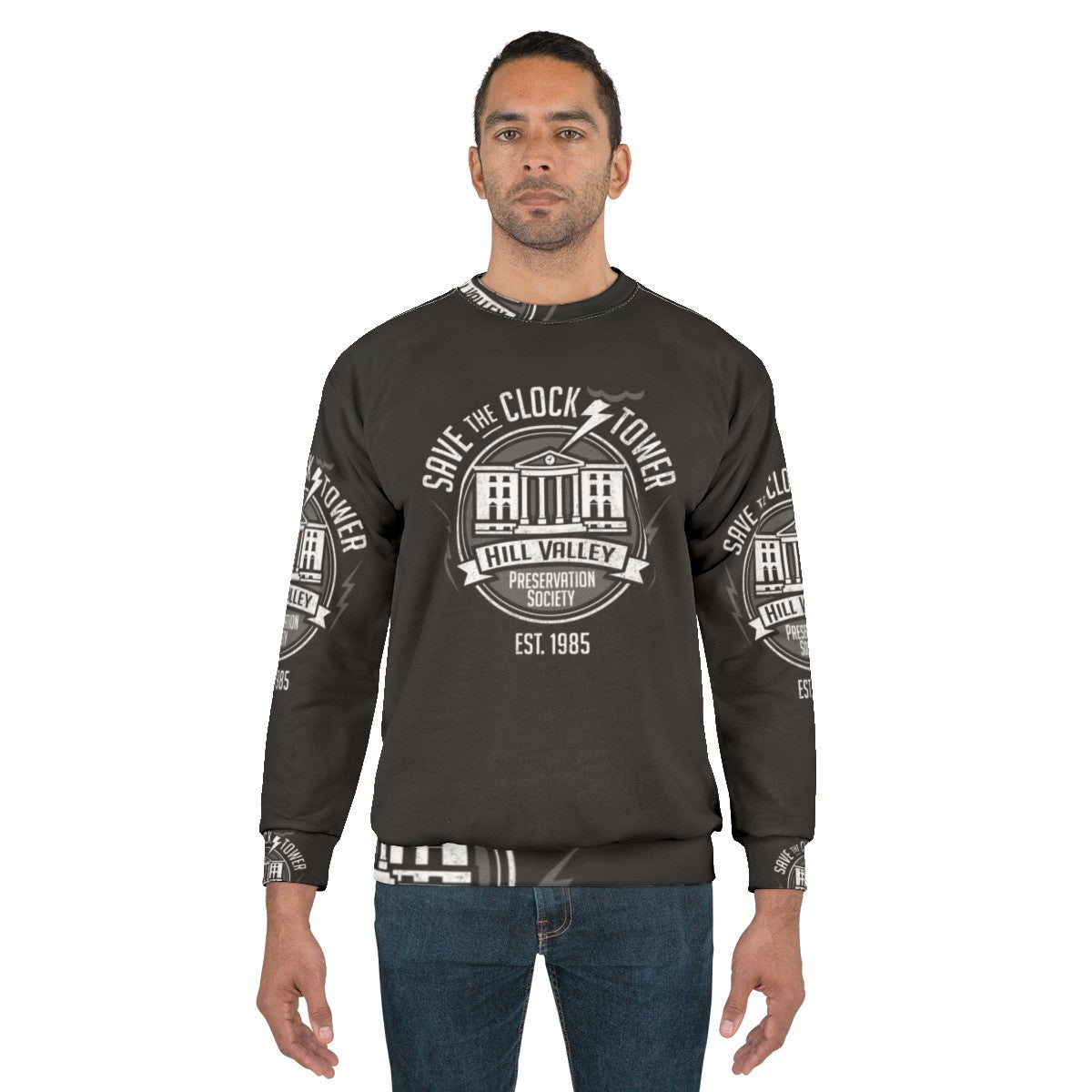 Save The Clock Tower BTTF Sweatshirt with Back To The Future Logo - men