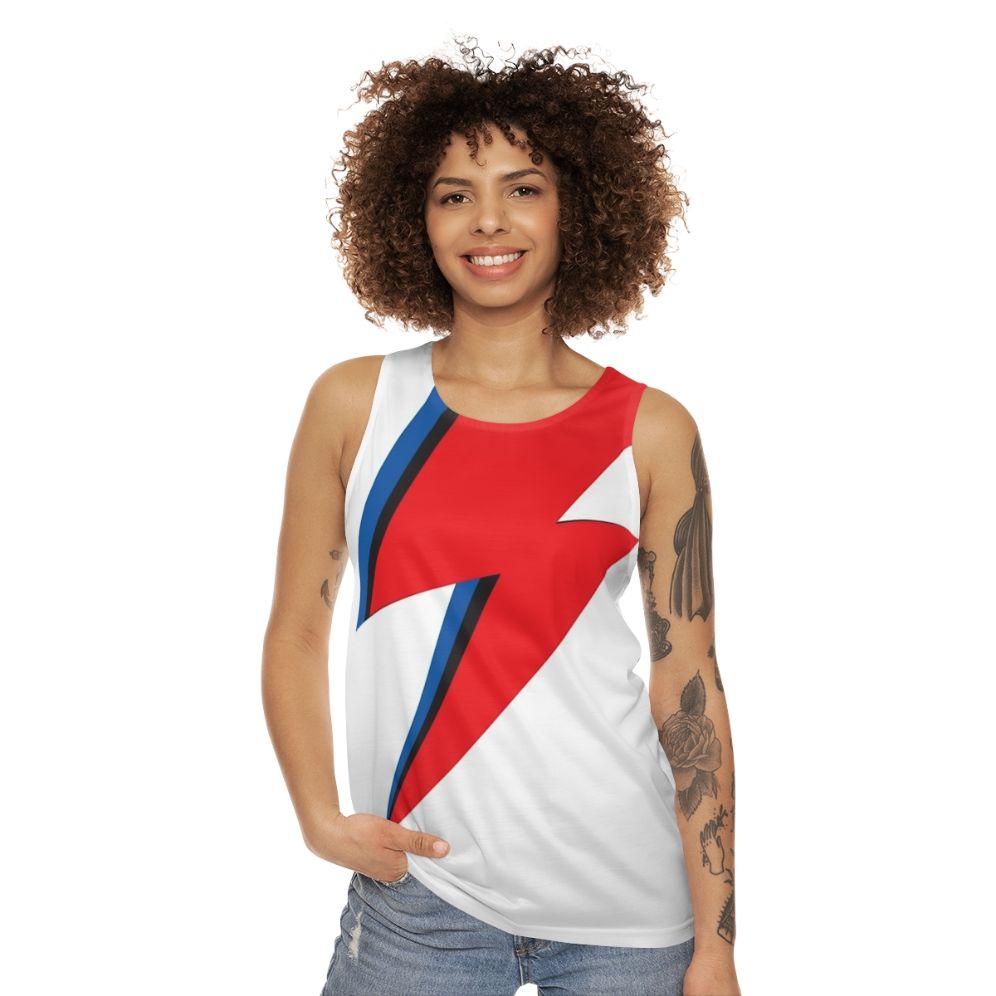 Glam rock inspired lightning bolt unisex tank top - women