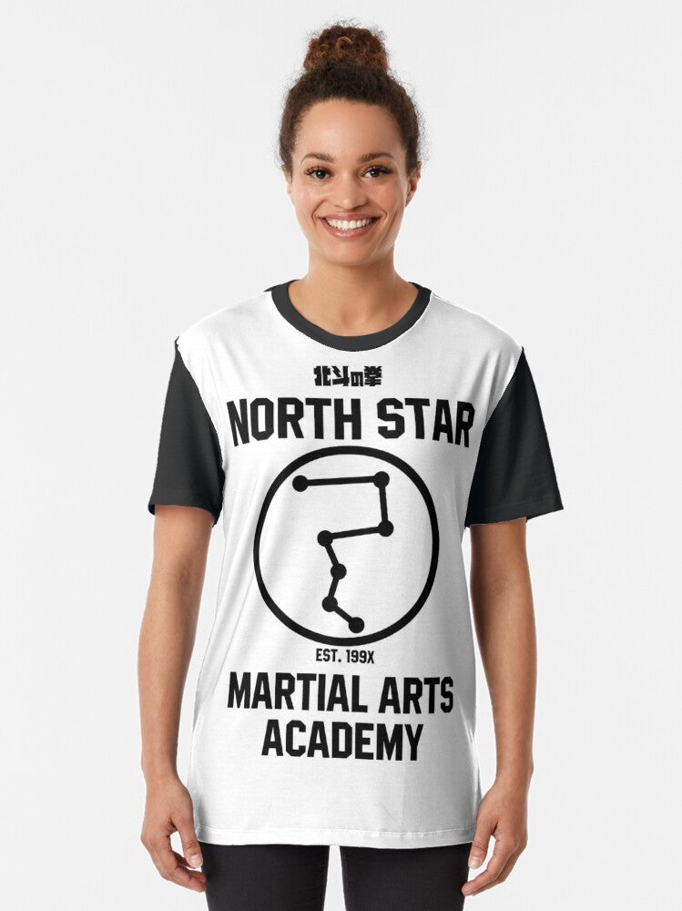 Hokuto No Ken martial arts academy graphic t-shirt featuring anime character Kenshiro - Women