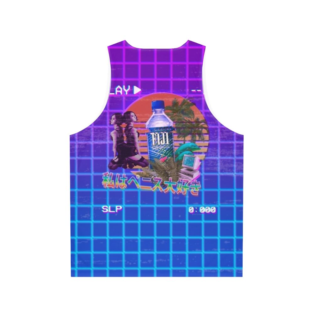 Vaporwave Fiji Bottle Unisex Tank Top - Back