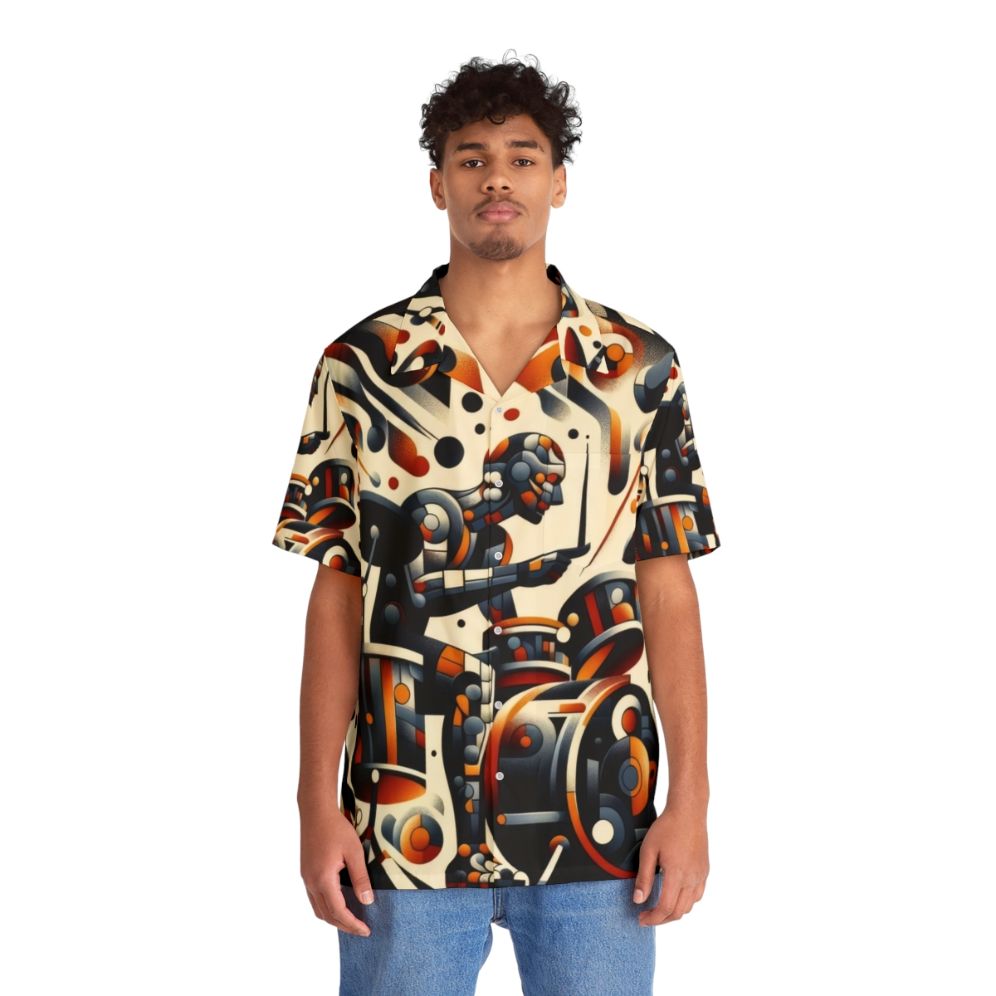 Abstract music drummer Hawaiian shirt with tropical drum design - Lifestyle