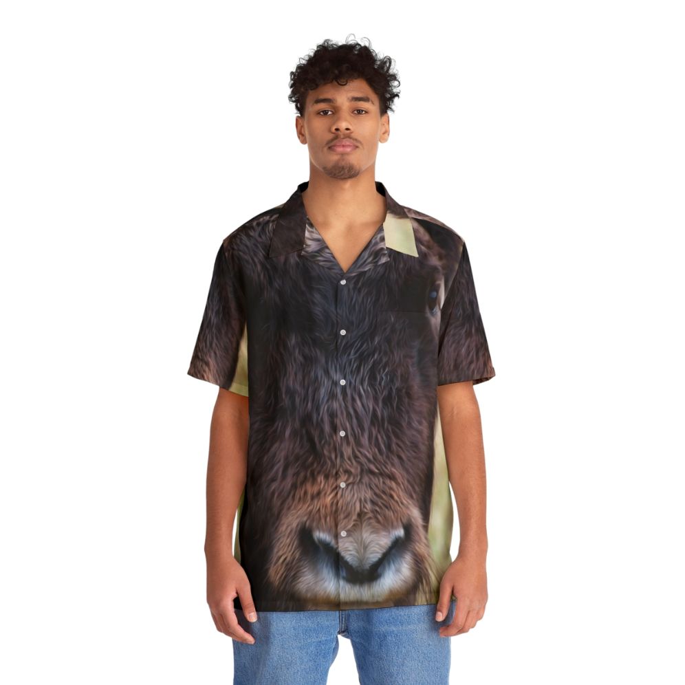 Ox Wildlife Animals Horns Musk Winter Hawaiian Shirt - People Front