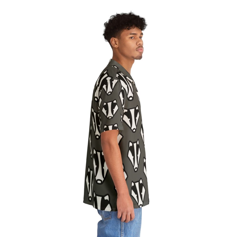 Badger-themed Hawaiian shirt with a gray and black design - People Pight