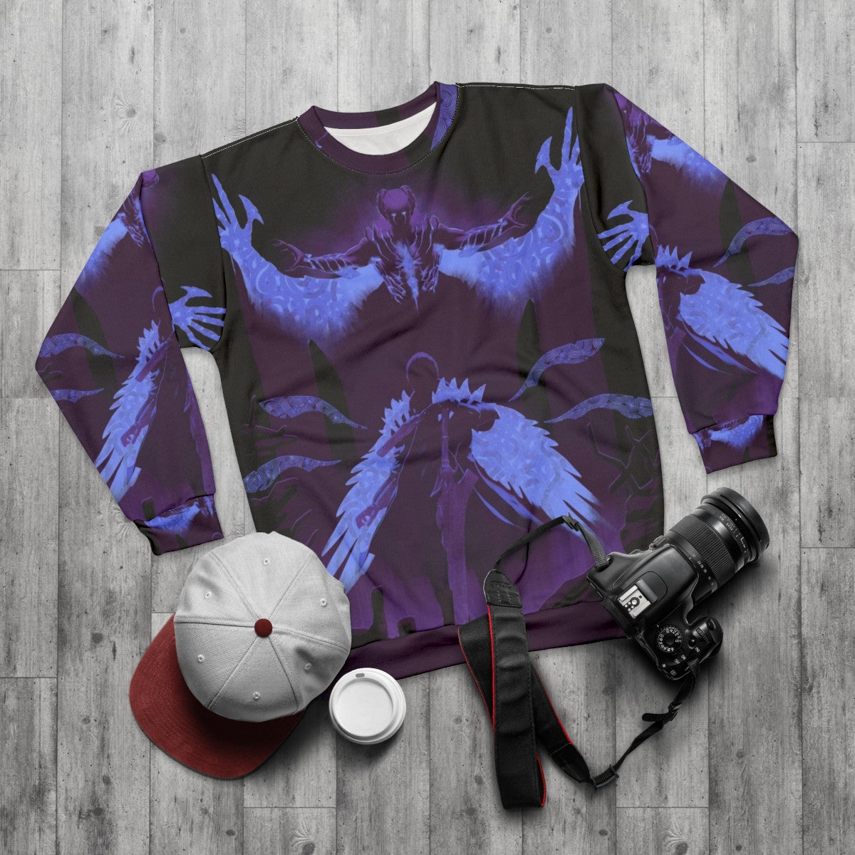 Violet Hunter Sweatshirt with Devil May Cry Inspired Design - flat lay