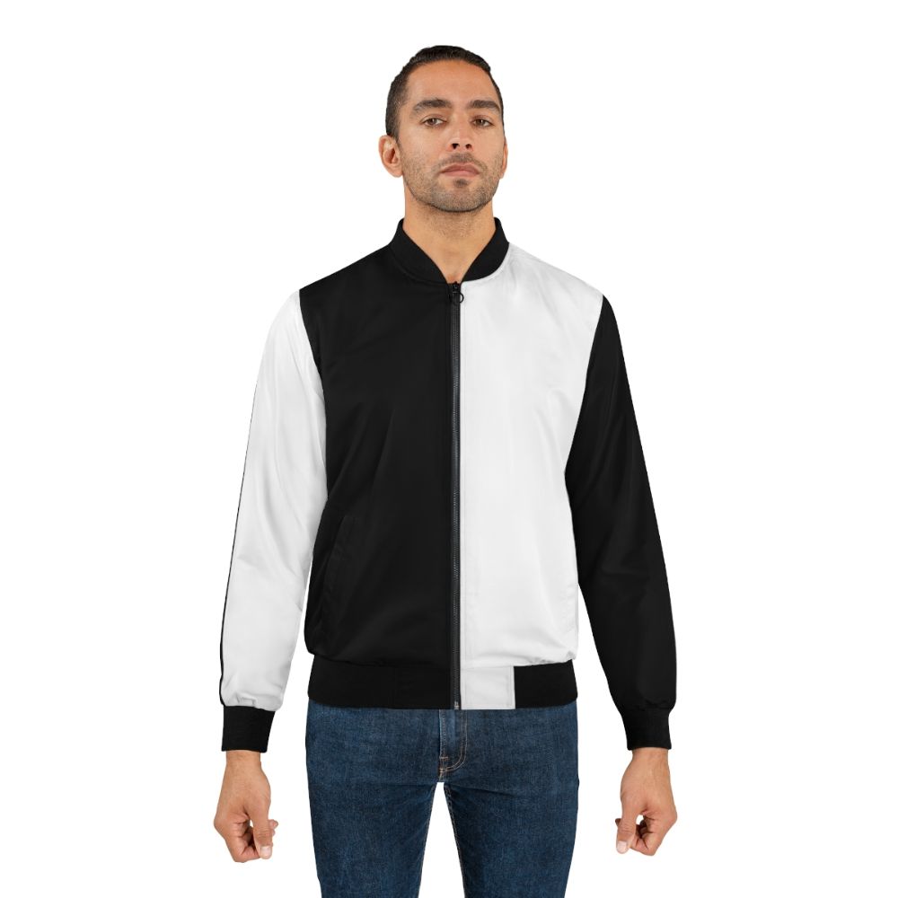 Split black and white bomber jacket with contrasting panels - Lifestyle