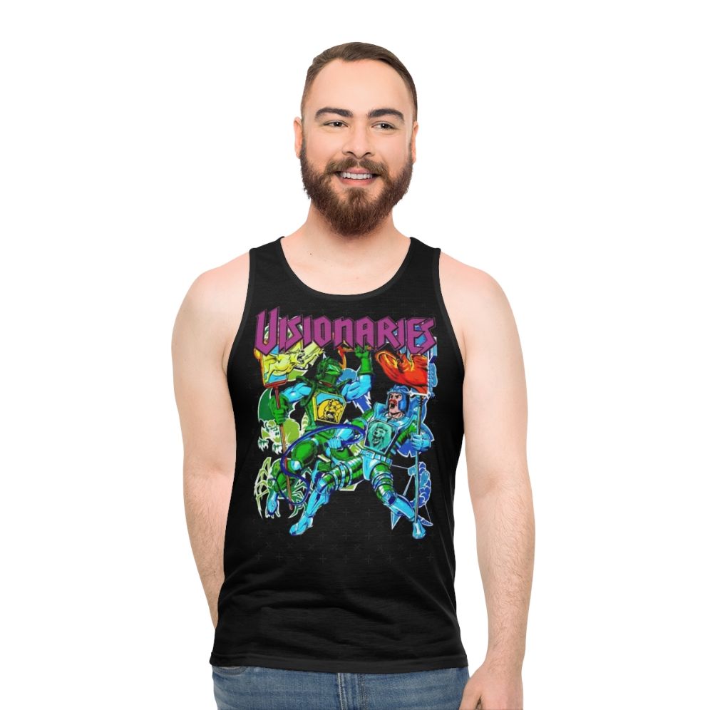 Unisex retro 80s visionaries tank top with trippy psychedelic design - men