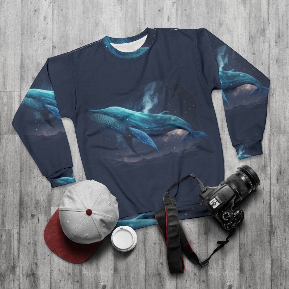 Mythical Sea Creatures Sweatshirt featuring legendary beasts and fantasy creatures - flat lay