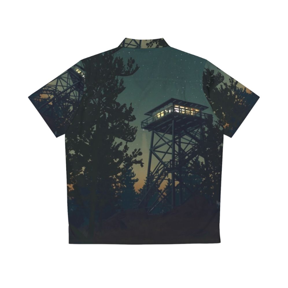 Firewatch 4K Graphic Hawaiian Shirt with Minimalist Nighttime Landscape Design - Back