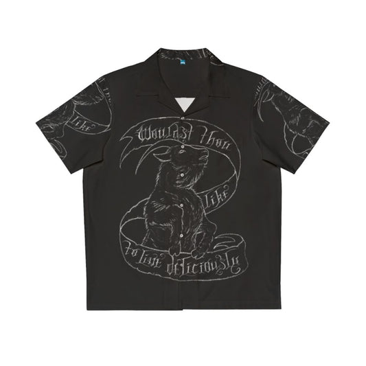 Black Phillip Hawaiian Shirt with Occult and Satanic Symbols