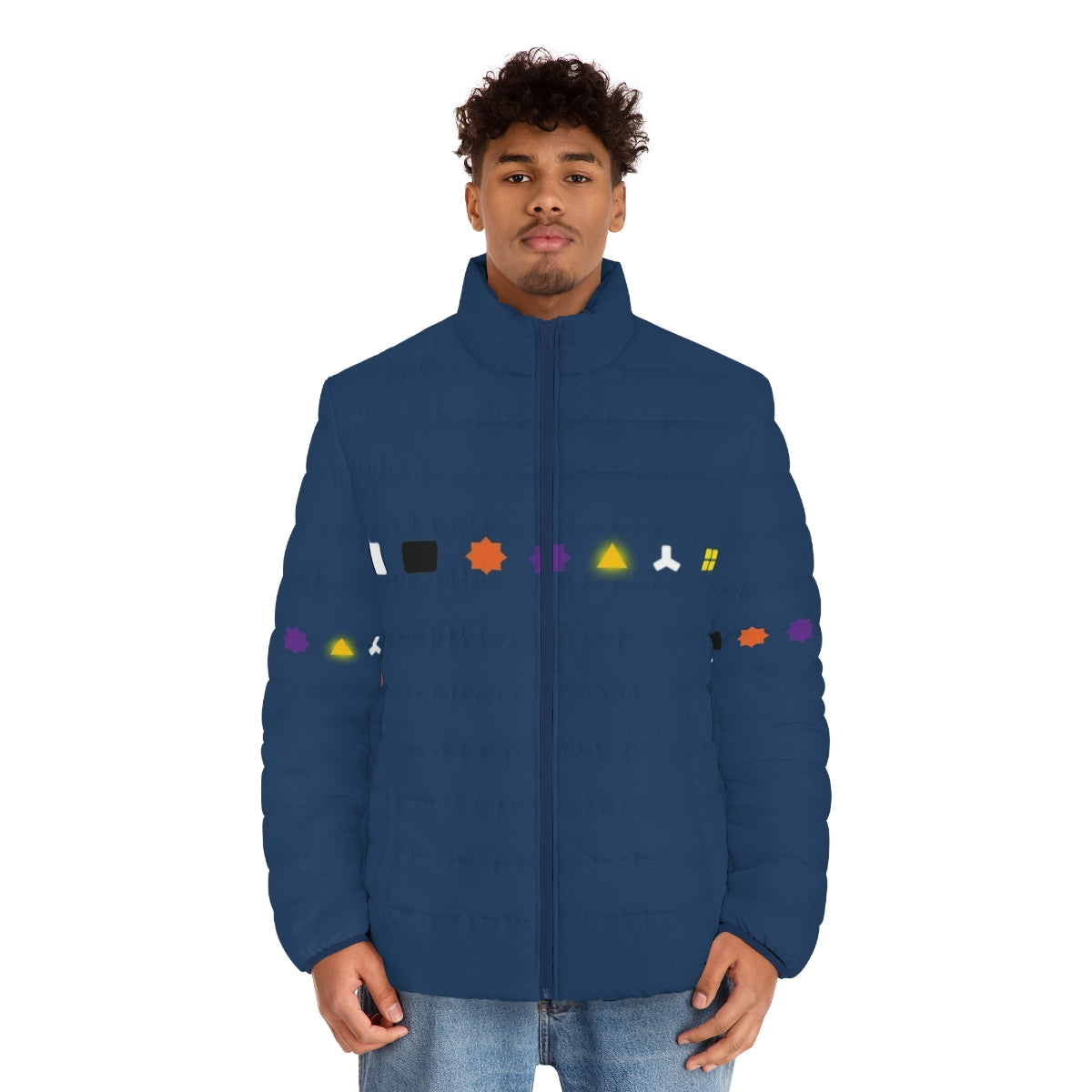 The Witness Puzzle Puffer Jacket featuring the iconic patterns and designs from the indie game - men front