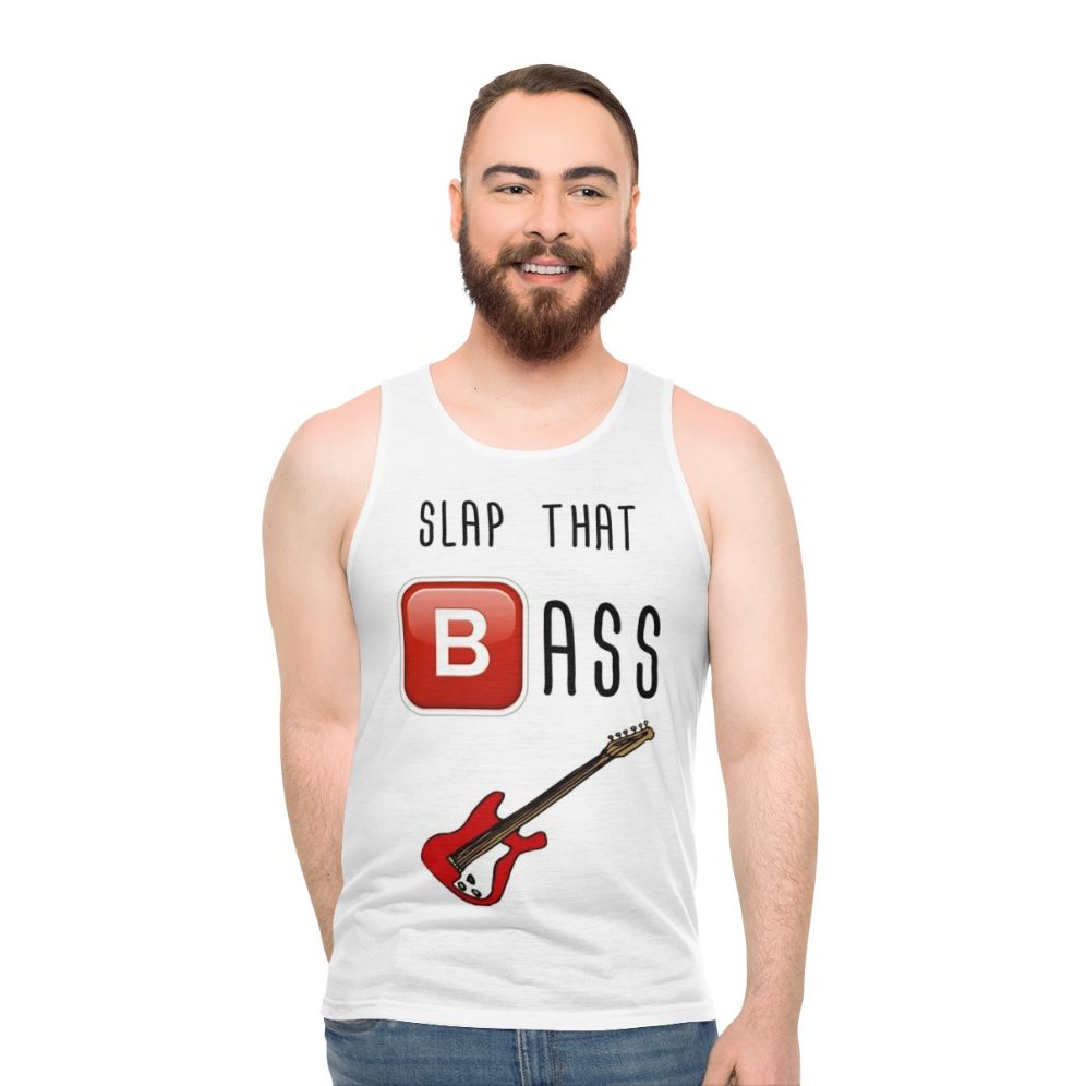 Unisex tank top with "Slap That Bass" design and impossible bassline theme - men