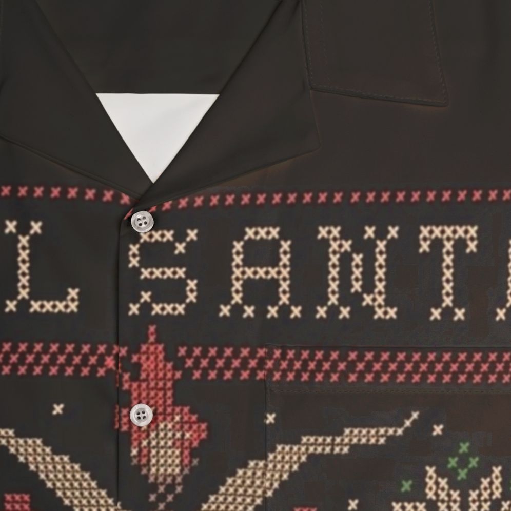 Hail Santa Pixel Art Hawaiian Christmas Shirt - Detail