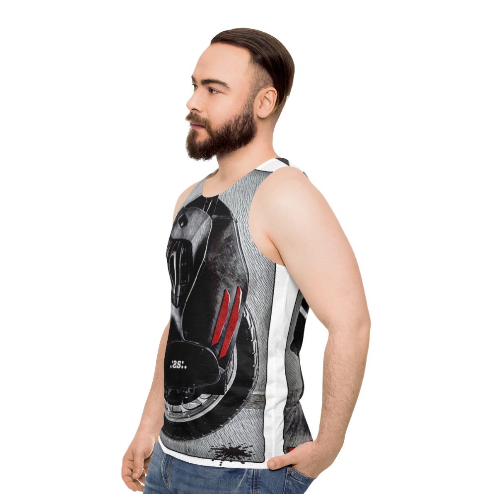 Unisex portrait design tank top - men side