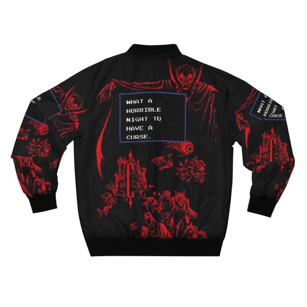 Retro pixel bomber jacket with Castlevania inspired design - Back