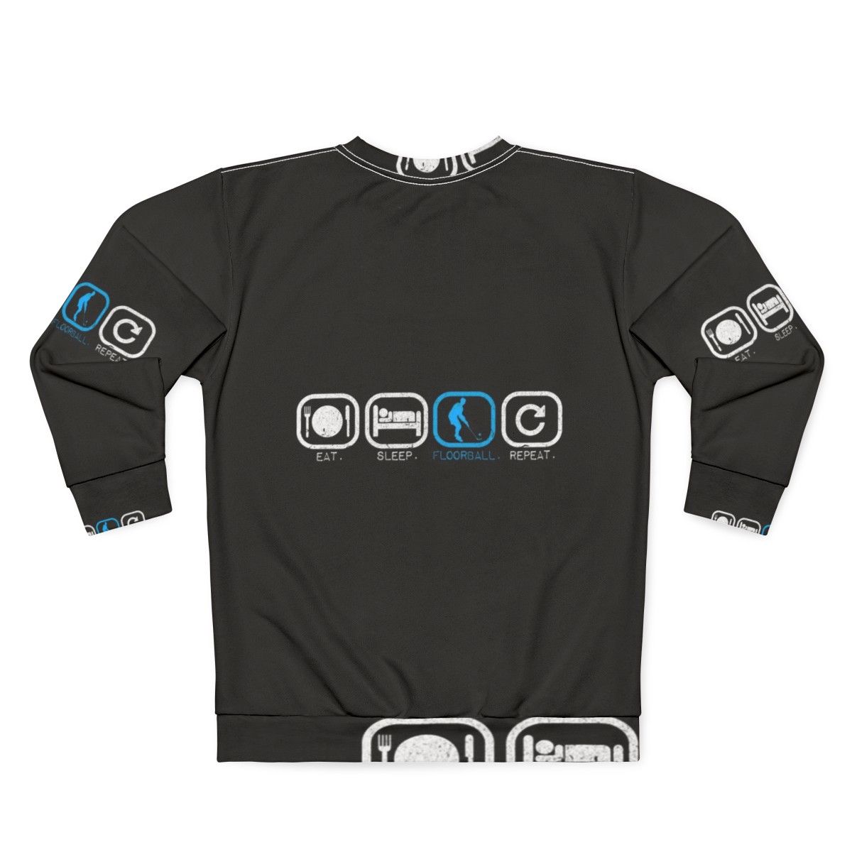 Floorball Sweatshirt with "Eat Sleep Floorball Repeat" Design - Back