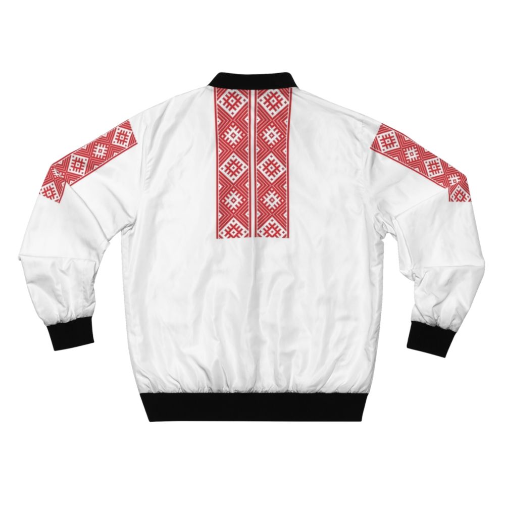 Belarusian ornament "Symbol of Yaryla" bomber jacket - Back